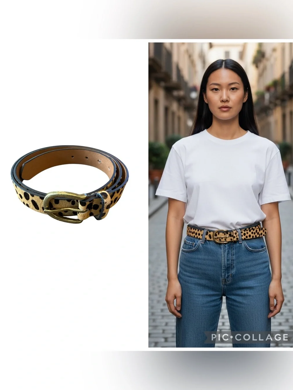 LOFT Calf Hair Leopard Print Genuine Leather Belt Size L